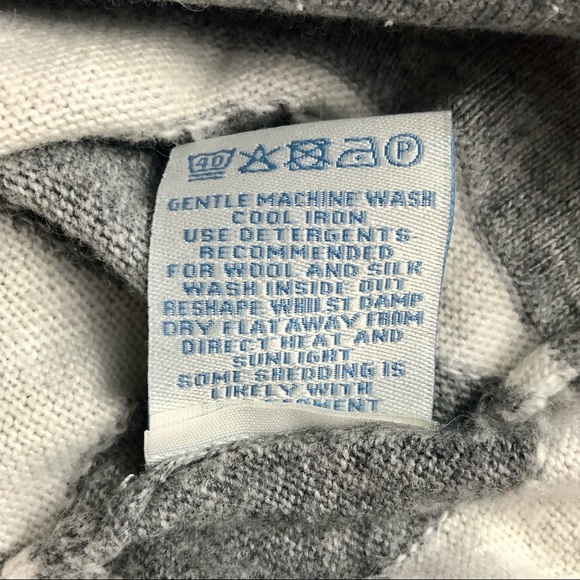 Boden gray and white cotton/cashmere blend dress with stripes/geometric shapes - Picture 12 of 14